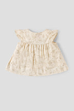 Popees Newborn Baby Girl Cotton Dress| Leaf Print Ruffle Sleeve| NewBorn to 9 Months