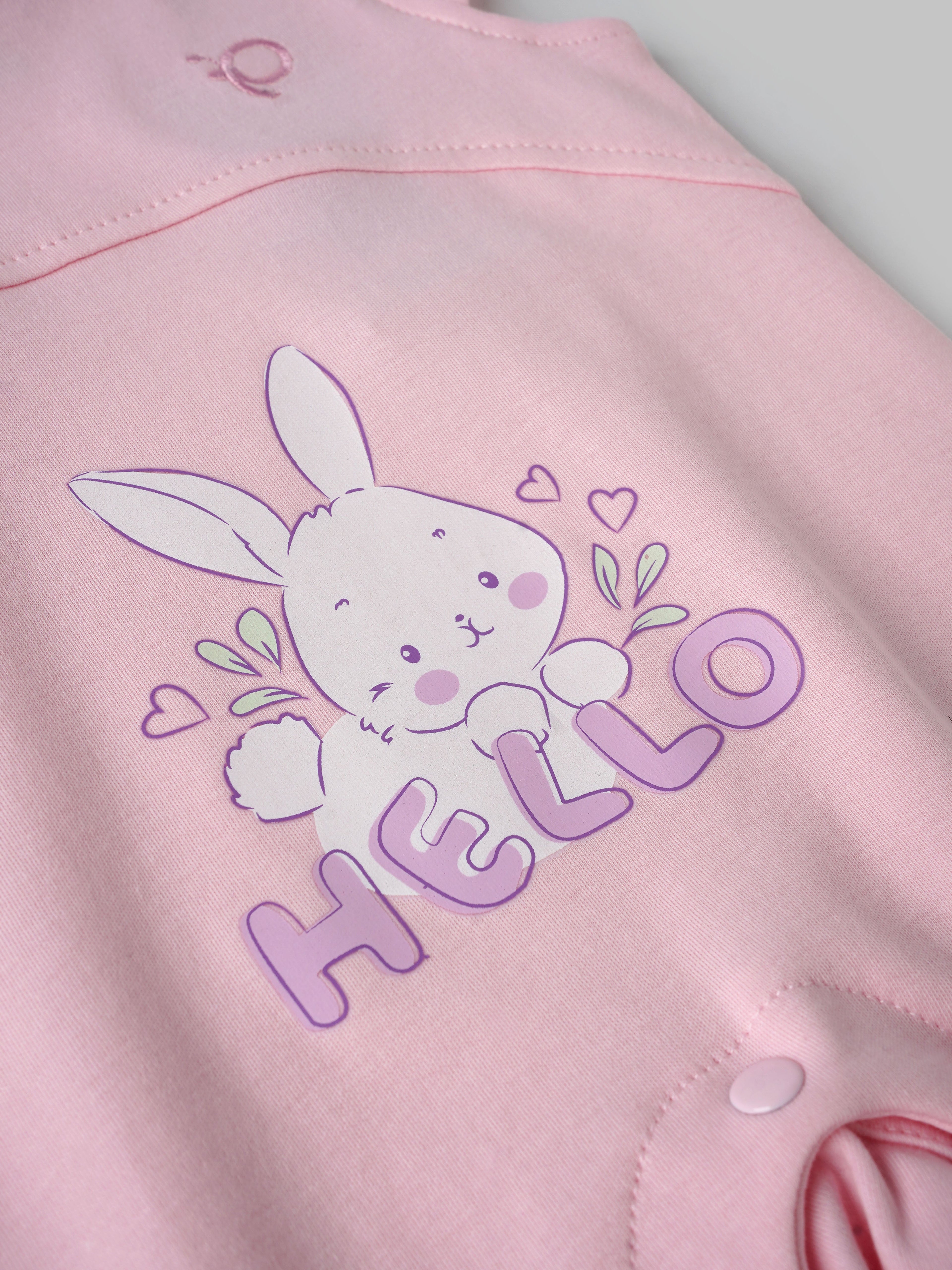 Popees Bunny Printed Short Sleeve Romper for (0-6 Months) Newborn Girls