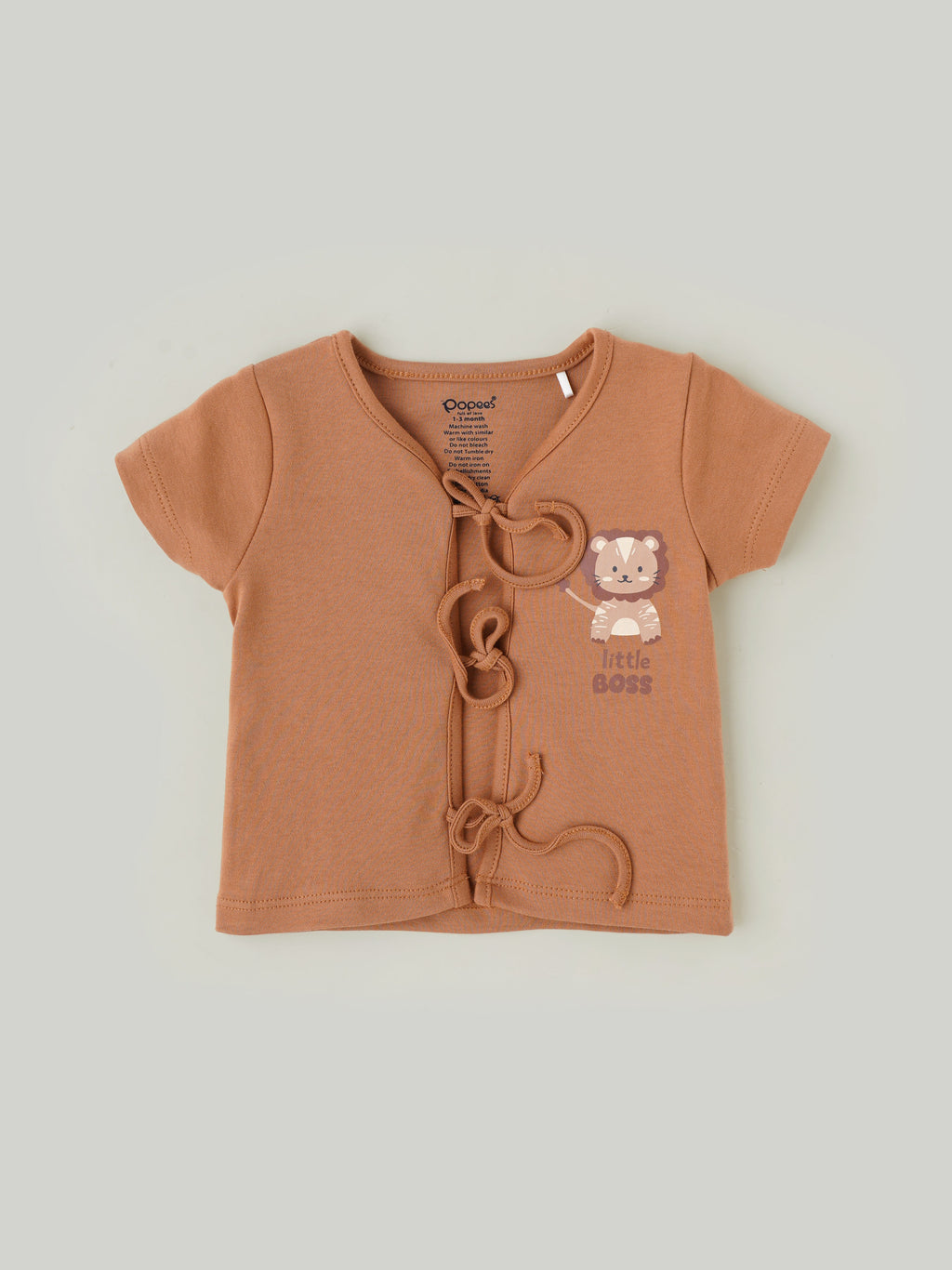 Popees Half Sleeve Printed Front Open Jhabla (0-3 Months) for Babies