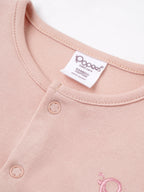Popees Embroidered Unisex Full-Sleeve Front Open Sleepsuit (0-6 Months) Made of Organic Bamboo Cotton Fabric