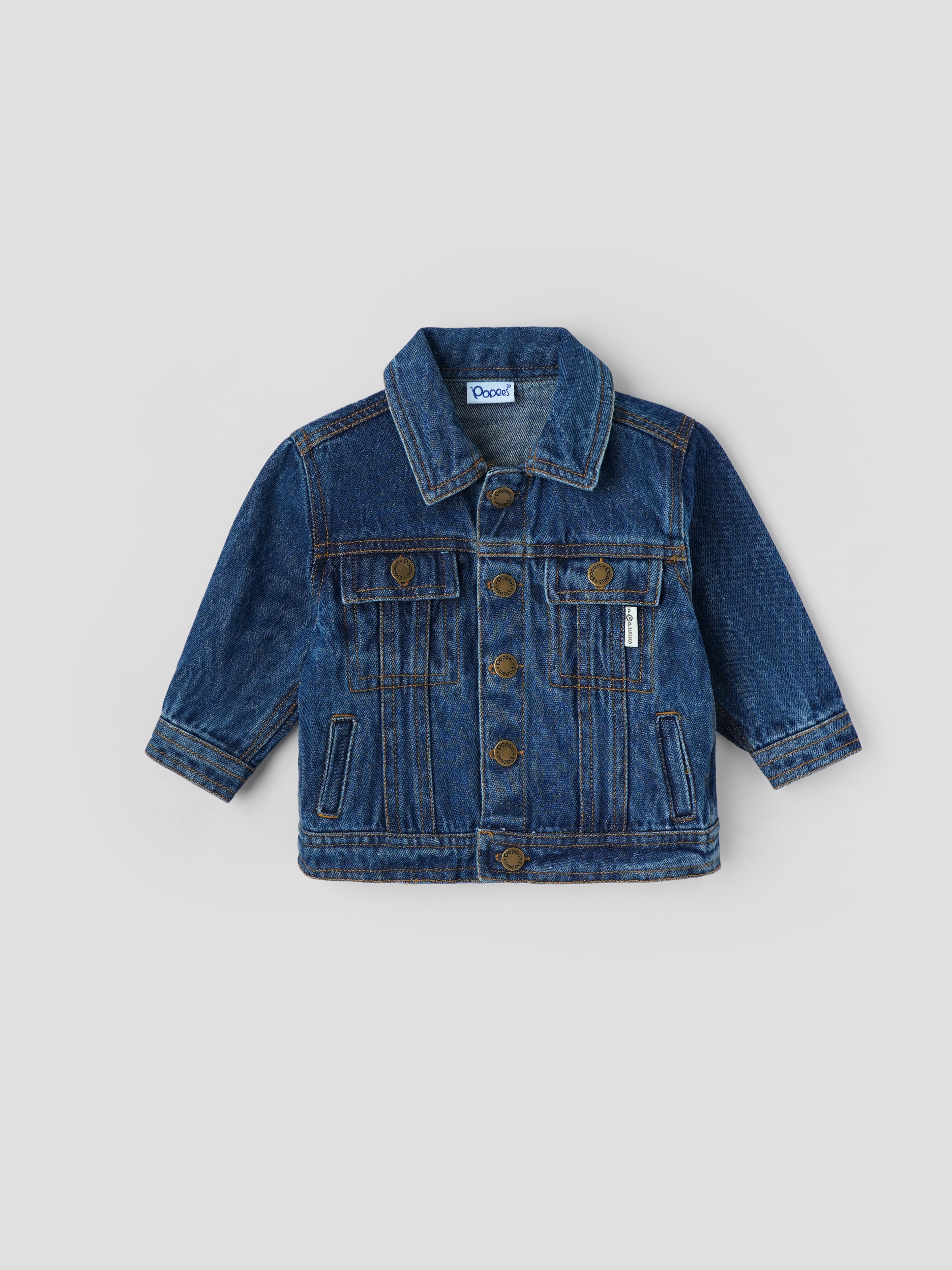 Popees Classic Blue Jean Jacket with Contrast Stitching (1-4 Years)for Baby Boys
