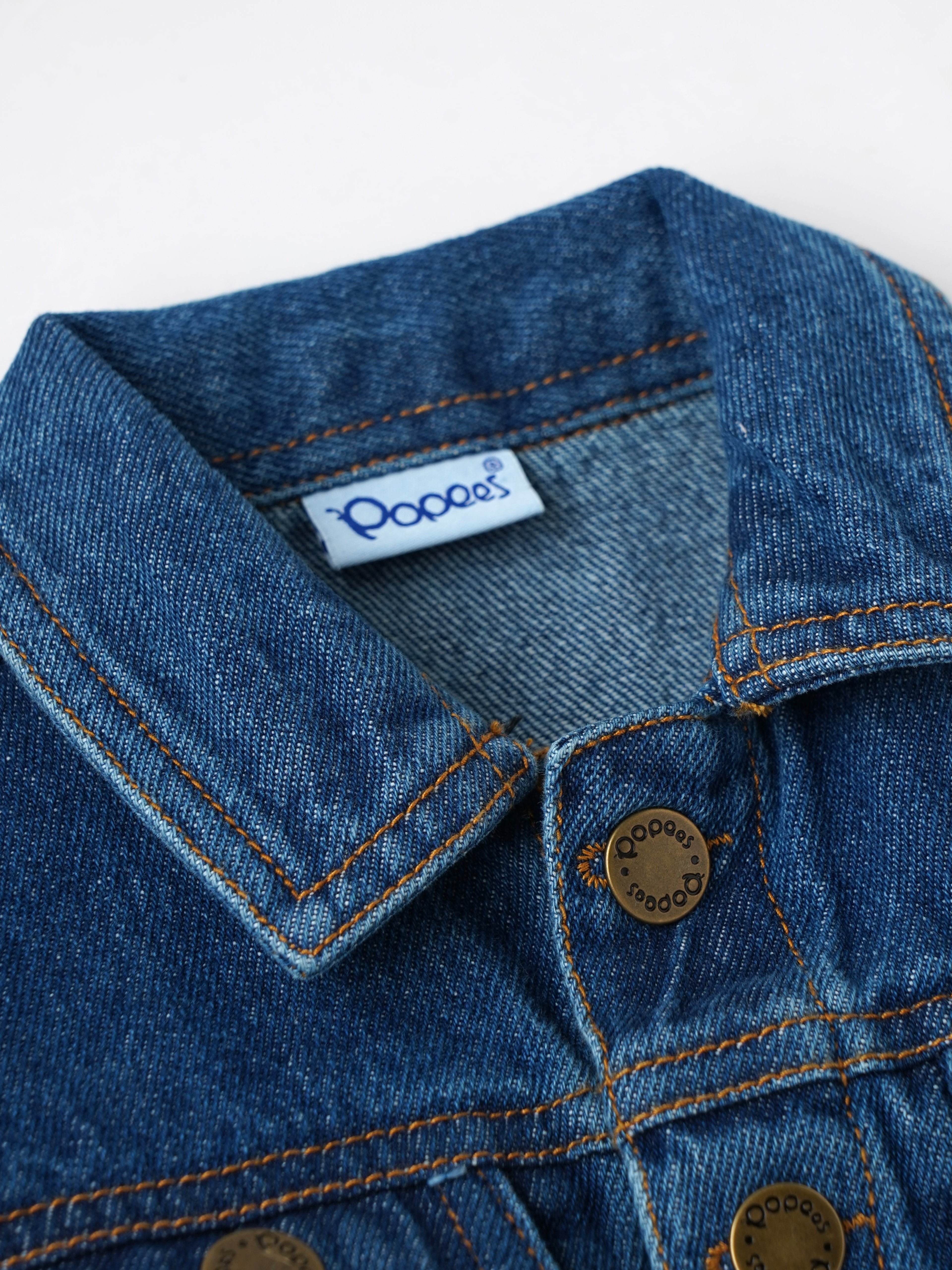 Popees Classic Blue Jean Jacket with Contrast Stitching (1-4 Years)for Baby Boys
