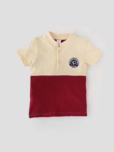 Mandarin Collar T-Shirt With Embroidery for Boys