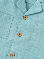 Popees Stylish Summer Shirt Cotton-Linen Feel with Wooden Buttons (1-6 Years)for Baby Boys