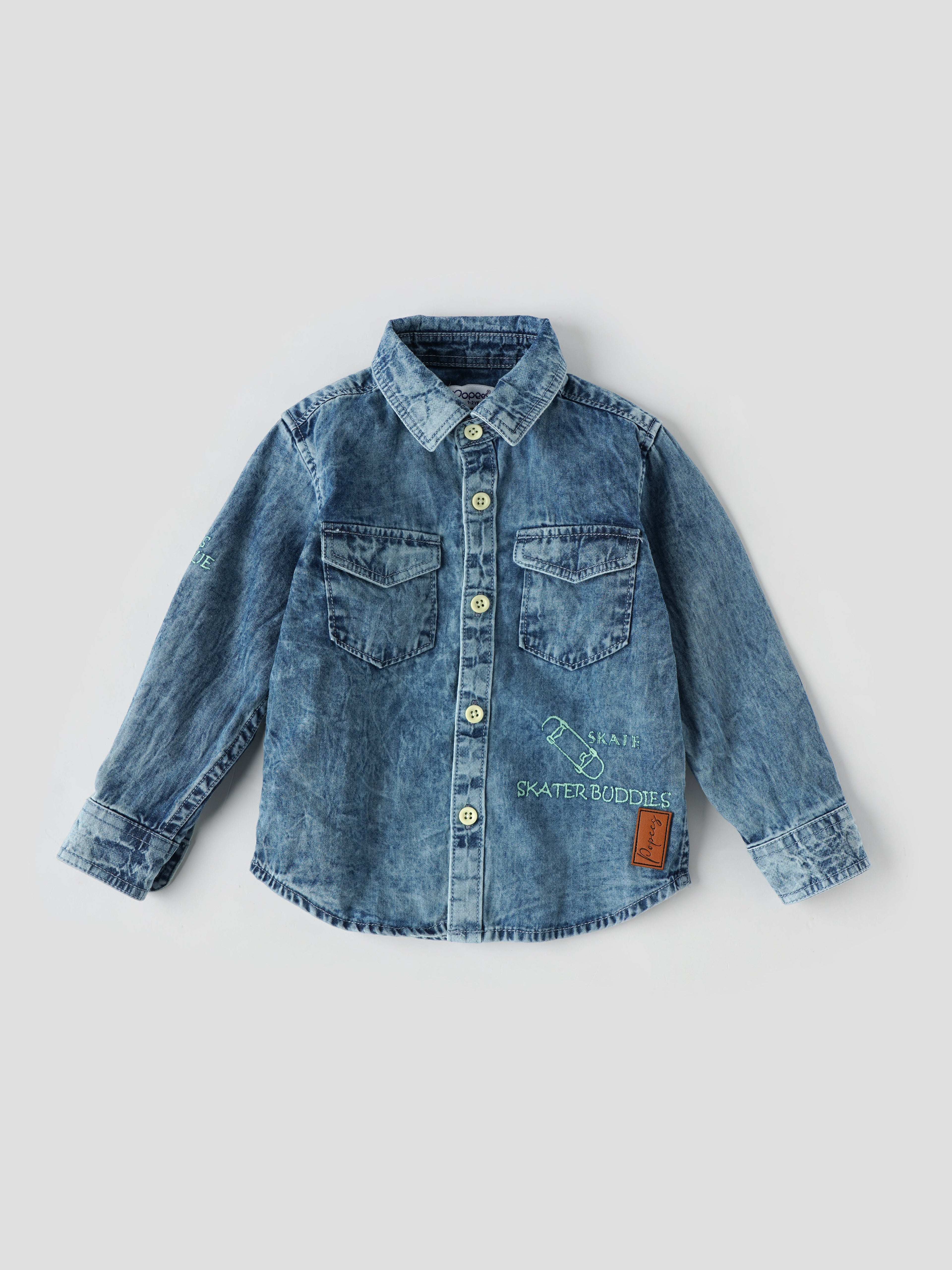 Popees Stylish Full Sleeve Denim shirt (1-8 Years) for Boys