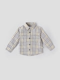 Baby Boys Checked Full Sleeve Cotton Shirt with Front Pocket| Grey| 9 Months to 4 Years