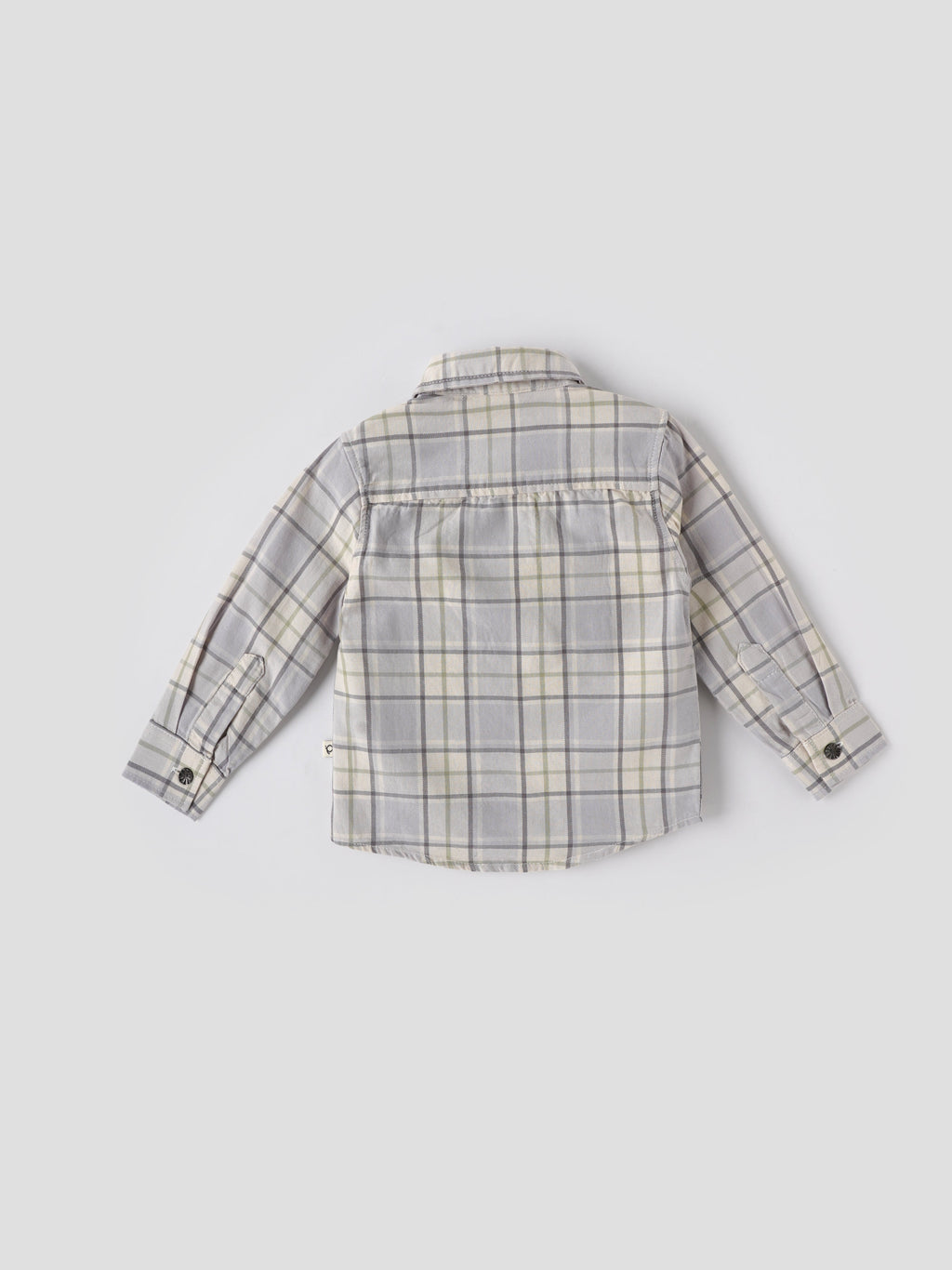 Baby Boys Checked Full Sleeve Cotton Shirt with Front Pocket| Grey| 9 Months to 4 Years