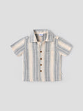Popees Baby Boys Striped Short Sleeve Cotton Shirt| Grey & Beige| 9 Months to 4 Years