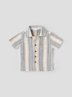 Popees Baby Boys Striped Short Sleeve Cotton Shirt| Grey & Beige| 9 Months to 4 Years