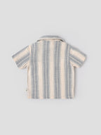 Popees Baby Boys Striped Short Sleeve Cotton Shirt| Grey & Beige| 9 Months to 4 Years
