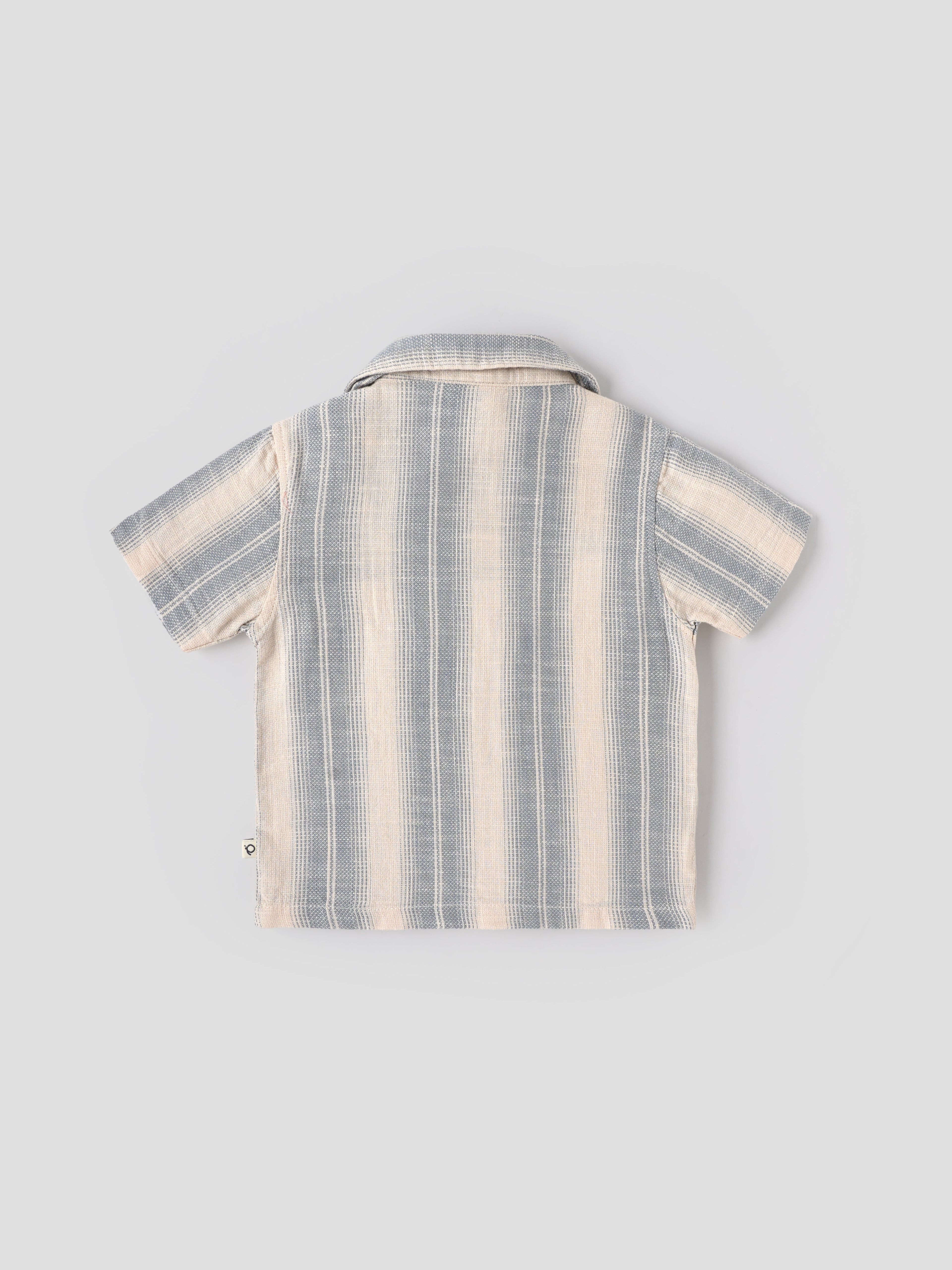 Popees Baby Boys Striped Short Sleeve Cotton Shirt| Grey & Beige| 9 Months to 4 Years