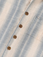 Popees Baby Boys Striped Short Sleeve Cotton Shirt| Grey & Beige| 9 Months to 4 Years