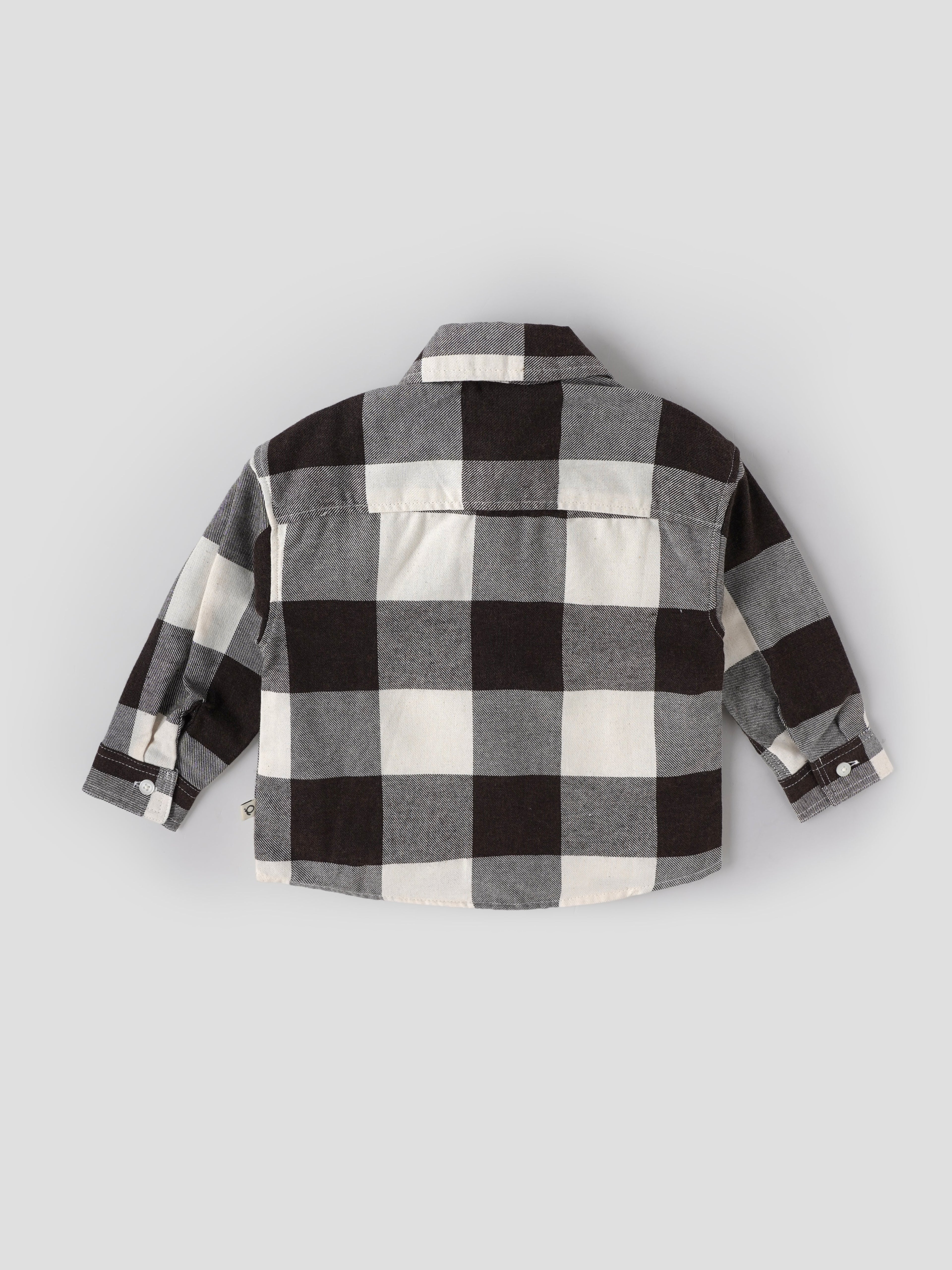 Popees Baby Boys Checked Cotton Shirt|Full Sleeve Button-Down Plaid Casual Wear with Chest Pocket |9 Months to 4 Years