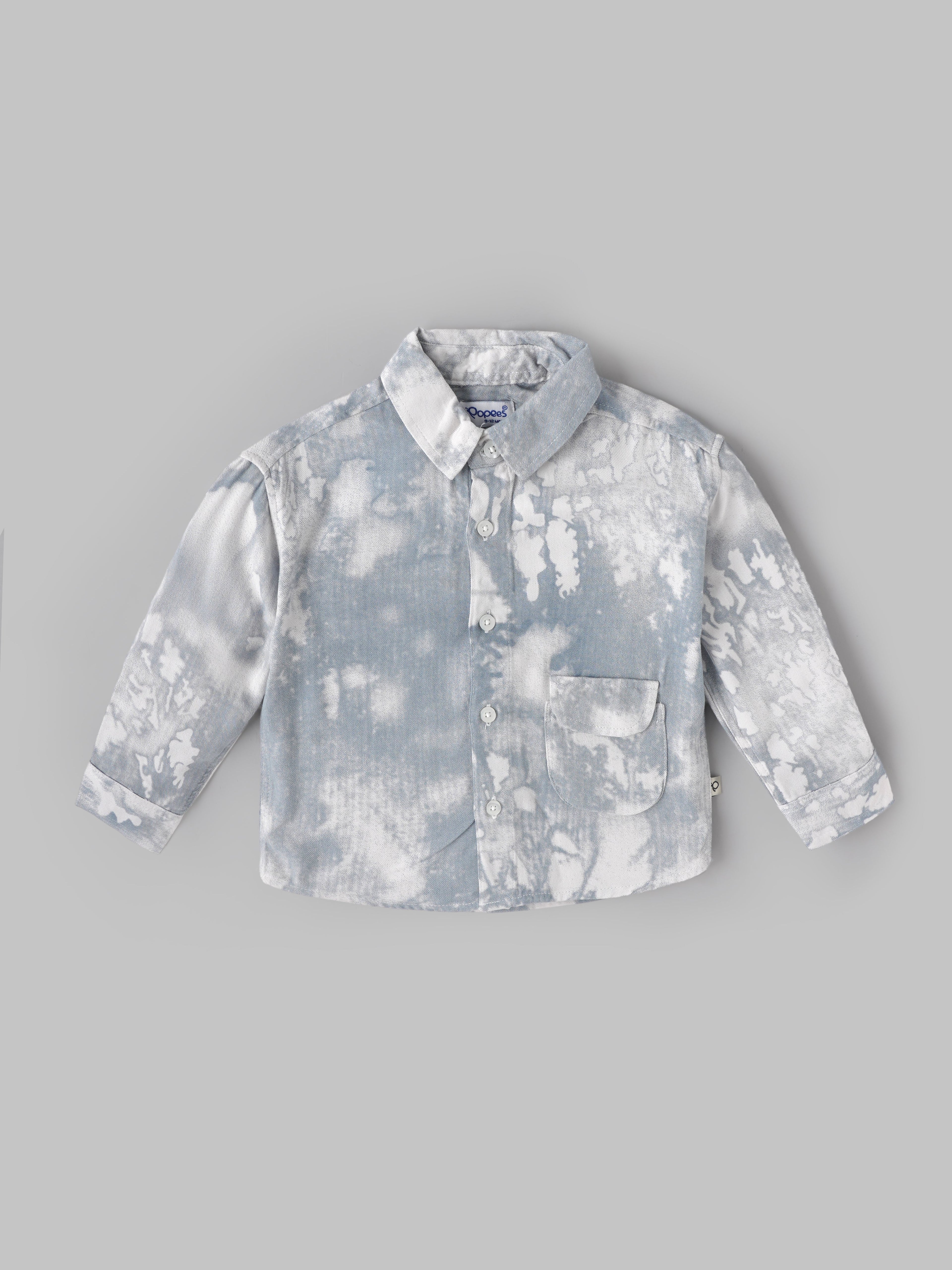 Popees Boys Full Sleeve Printed Shirt| Light Grey Abstract Design | Regular Fit | 9 Months to 4 Years