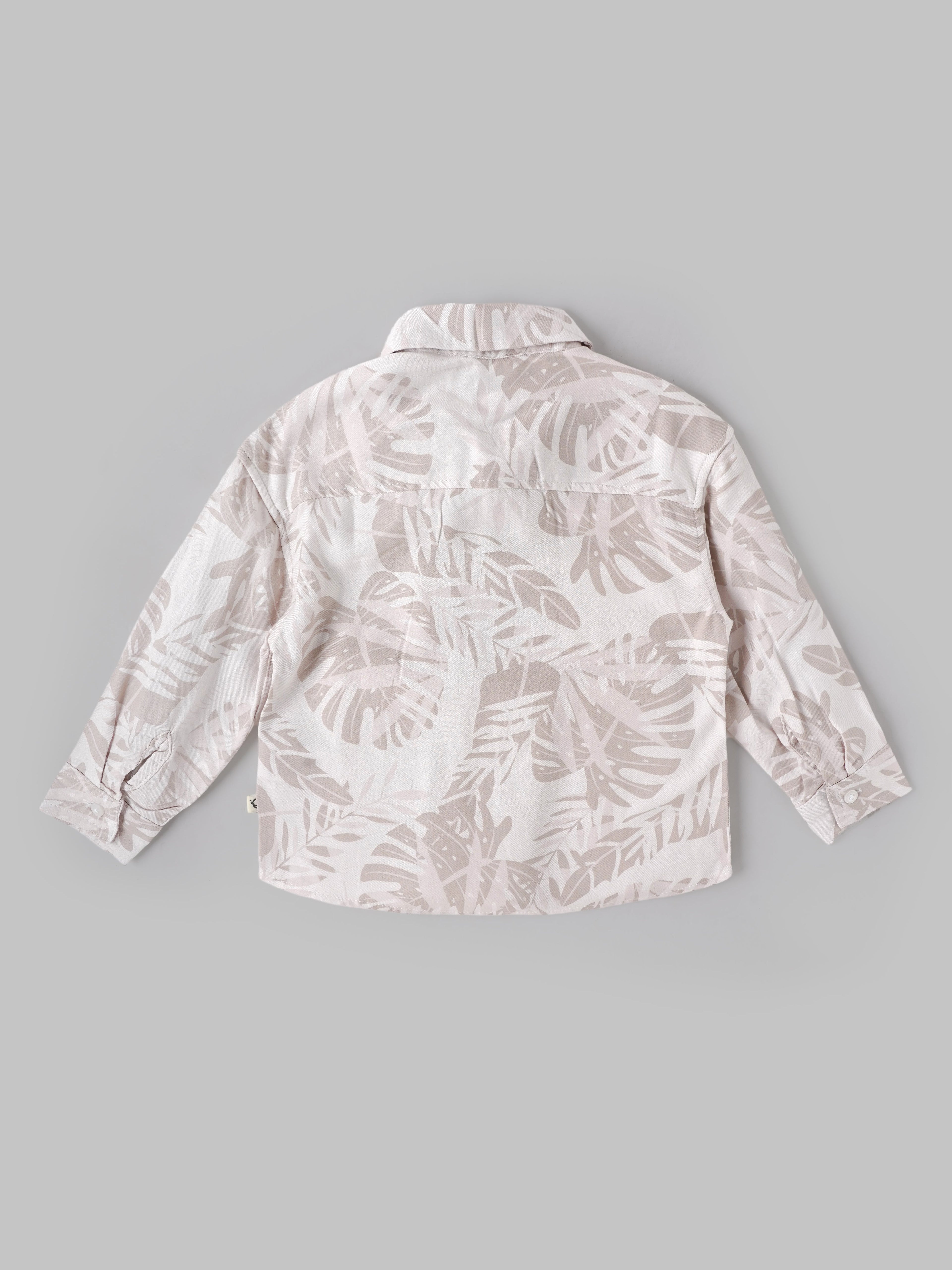 Popees Baby Boys Tropical Leaf Printed Cotton Shirt|Full Sleeve Button-Down Casual Wear with Chest Pocket |9 Months to 4 Years