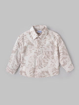 Popees Baby Boys Tropical Leaf Printed Cotton Shirt|Full Sleeve Button-Down Casual Wear with Chest Pocket |9 Months to 4 Years