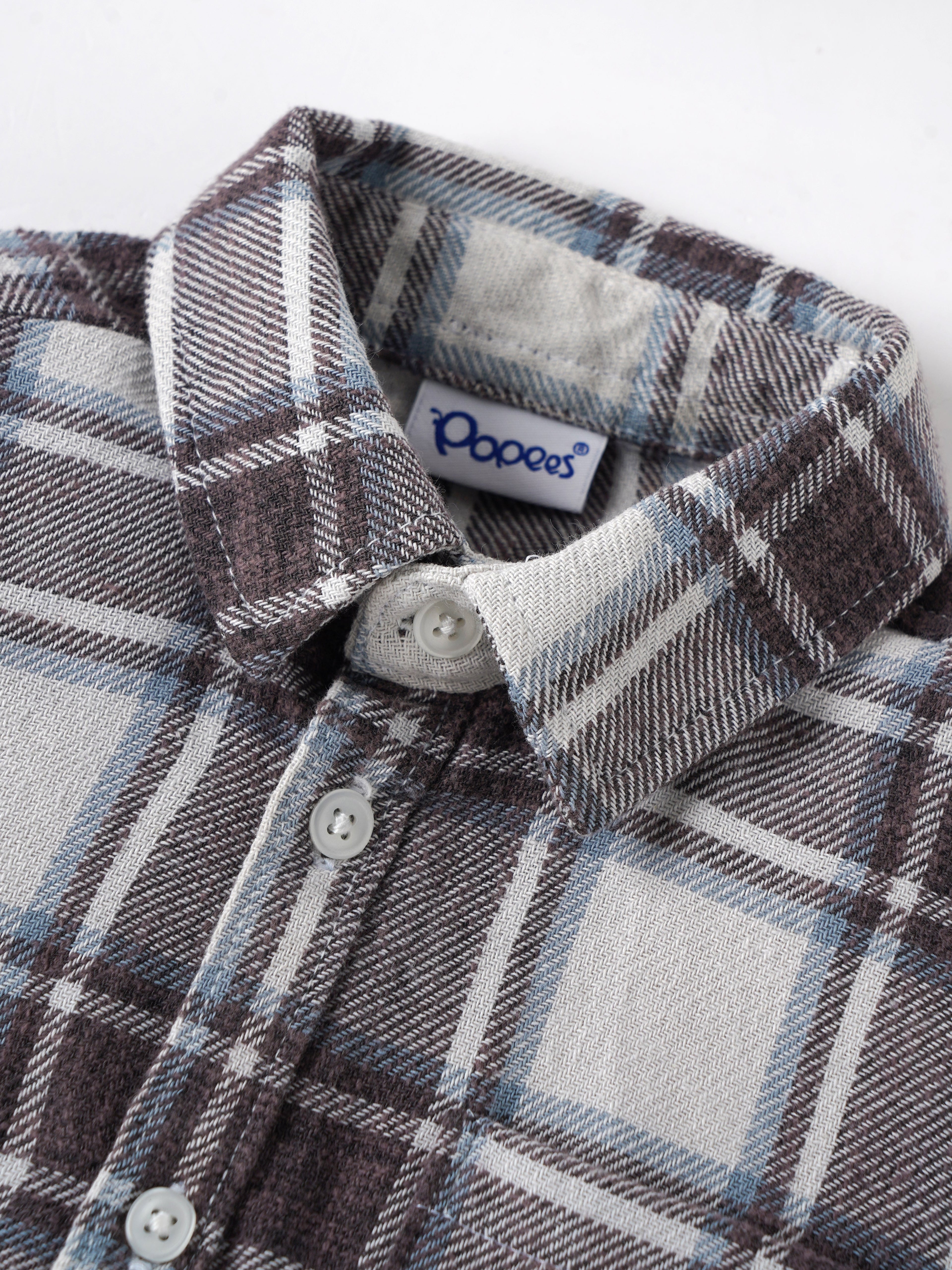 Popees Baby Boys Checked Cotton Shirt | Short Sleeve Plaid | 9M–4Y