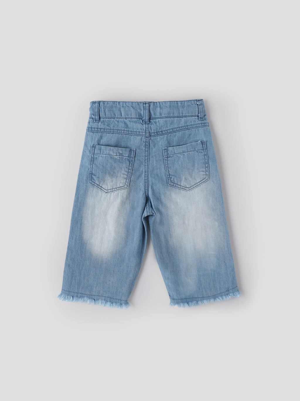 Popees Baby Girls Light Wash Denim Pant with Frayed Hem| Blue| 6 Months to 4 Years