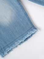 Popees Baby Girls Light Wash Denim Pant with Frayed Hem| Blue| 6 Months to 4 Years