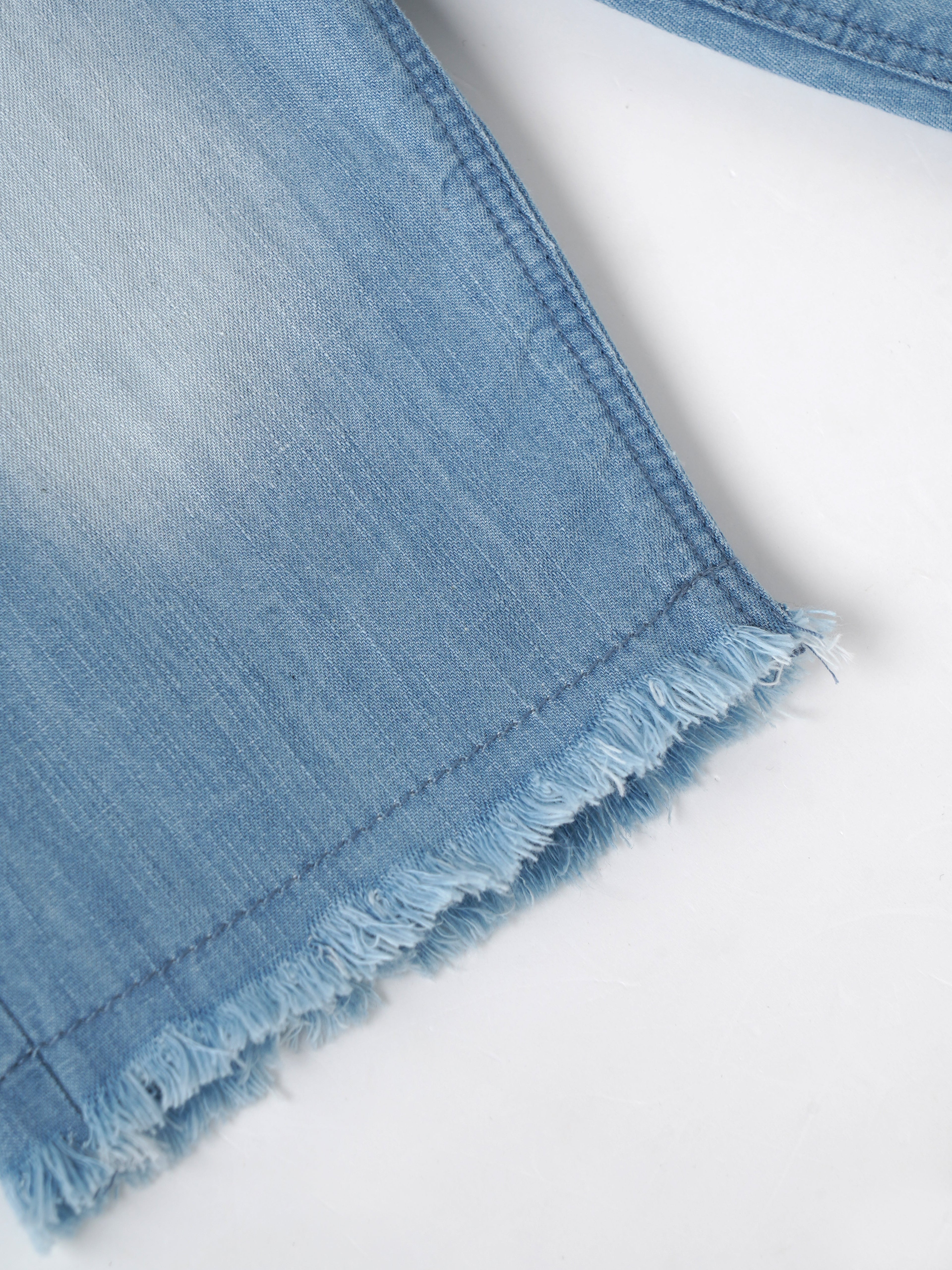 Popees Baby Girls Light Wash Denim Pant with Frayed Hem| Blue| 6 Months to 4 Years