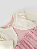 Popees Fashionable Printed Dress With Waffle Shrug Set (1-8 Years) for Girls