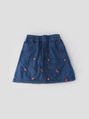 Fashionable Floral Embroidered Denim Knee Length Skirt for Girls