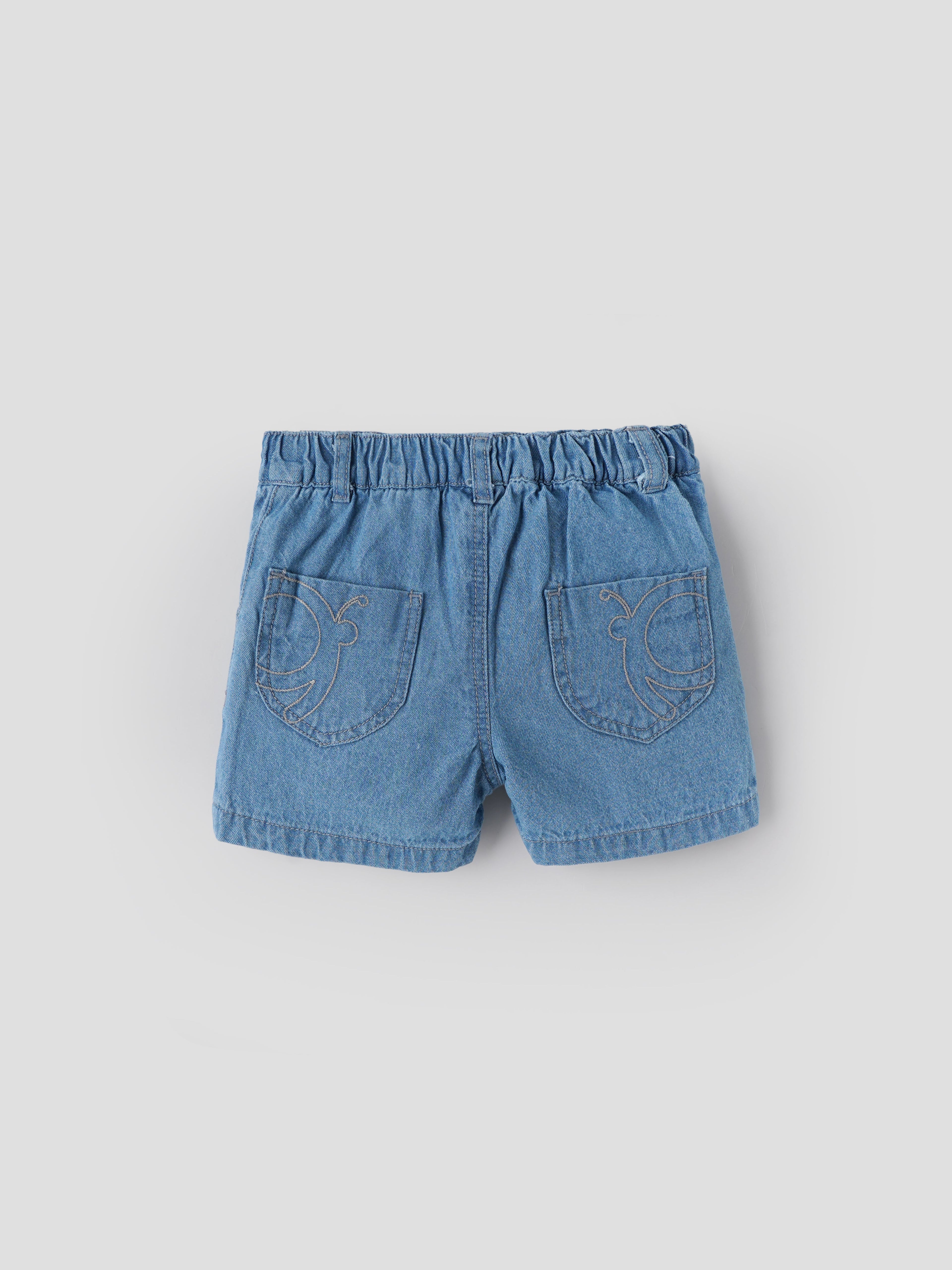 Popees Baby Girls Denim Shorts| Blue | 9 Months To 4 Years