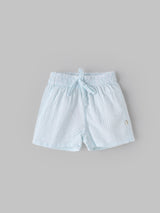 Popees Baby Boys Cotton Seersucker Shorts| Light Blue| 9 Months To 4 Years