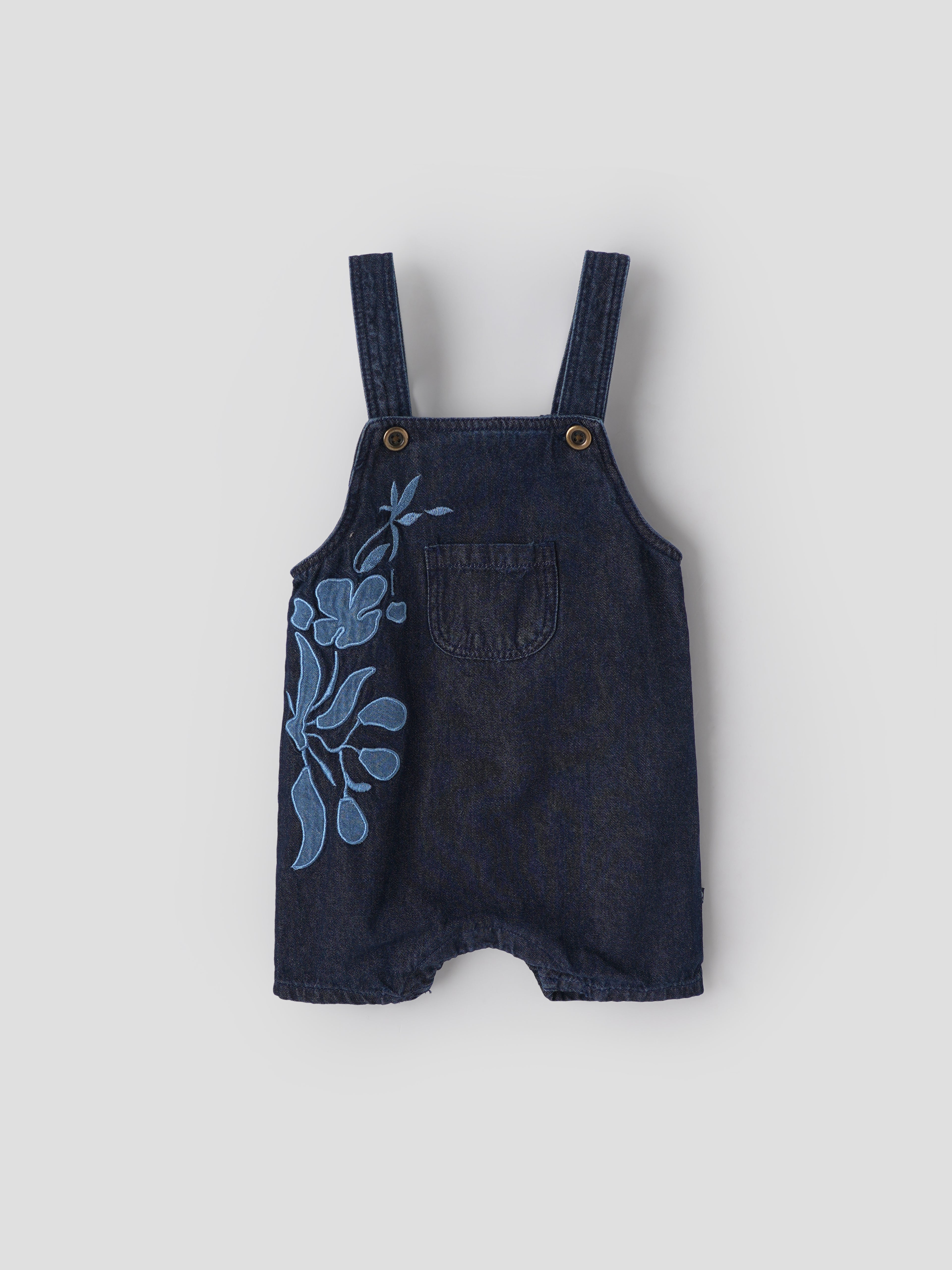 Popees Baby Boys Denim Dungaree with T-Shirt Set| Dark Blue| 3-36 Months