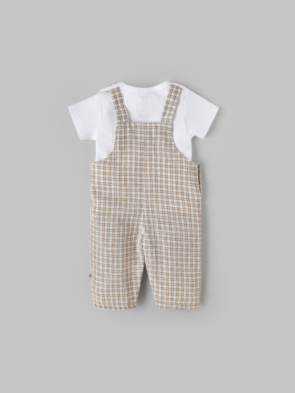 Popees Classic Checkered Overalls with White T-Shirt for a Stylish Look Dungaree Set (3–24 Months)for Baby Boys