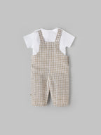 Popees Classic Checkered Overalls with White T-Shirt for a Stylish Look Dungaree Set (3–24 Months)for Baby Boys