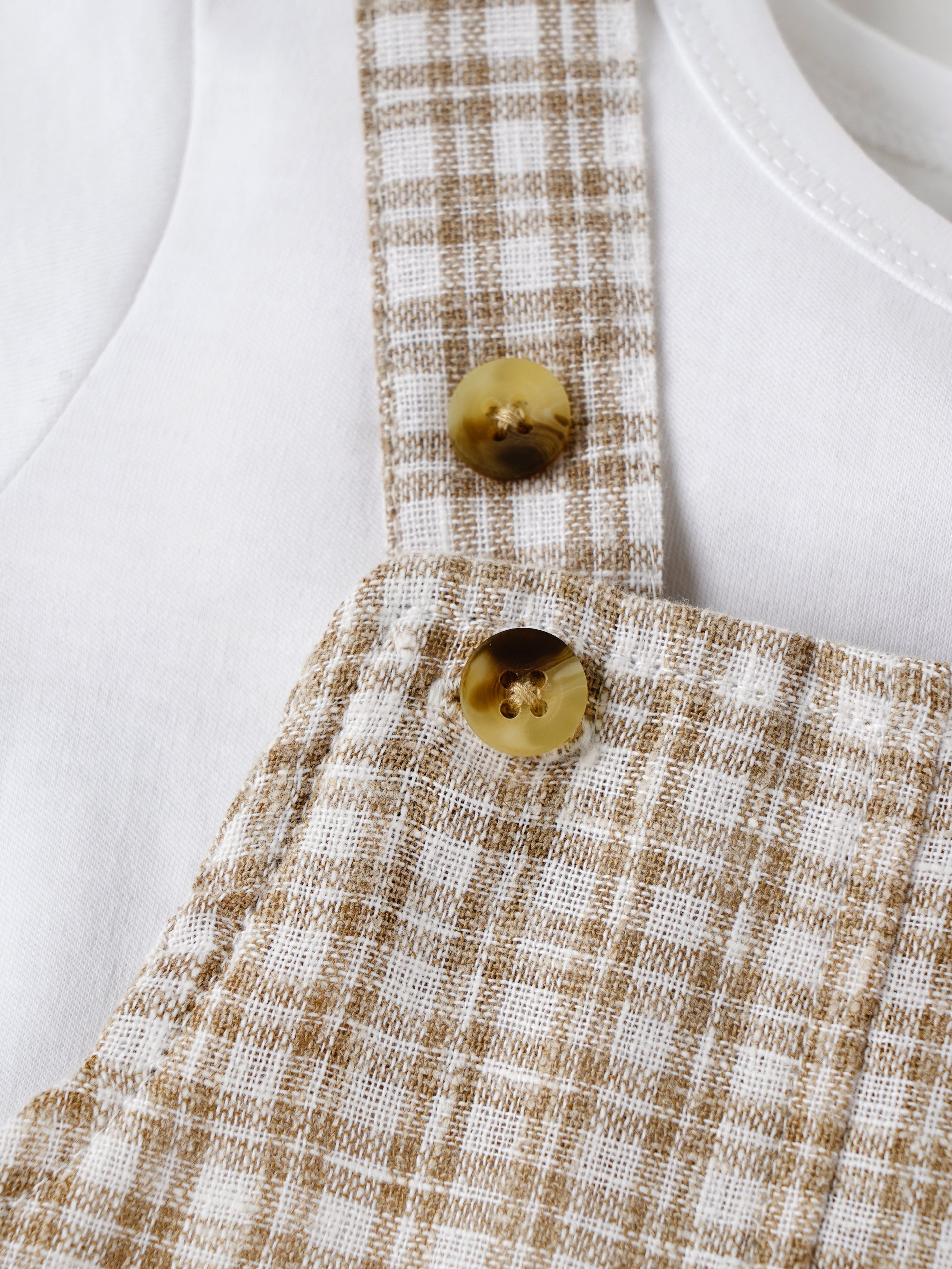 Popees Classic Checkered Overalls with White T-Shirt for a Stylish Look Dungaree Set (3–24 Months)for Baby Boys