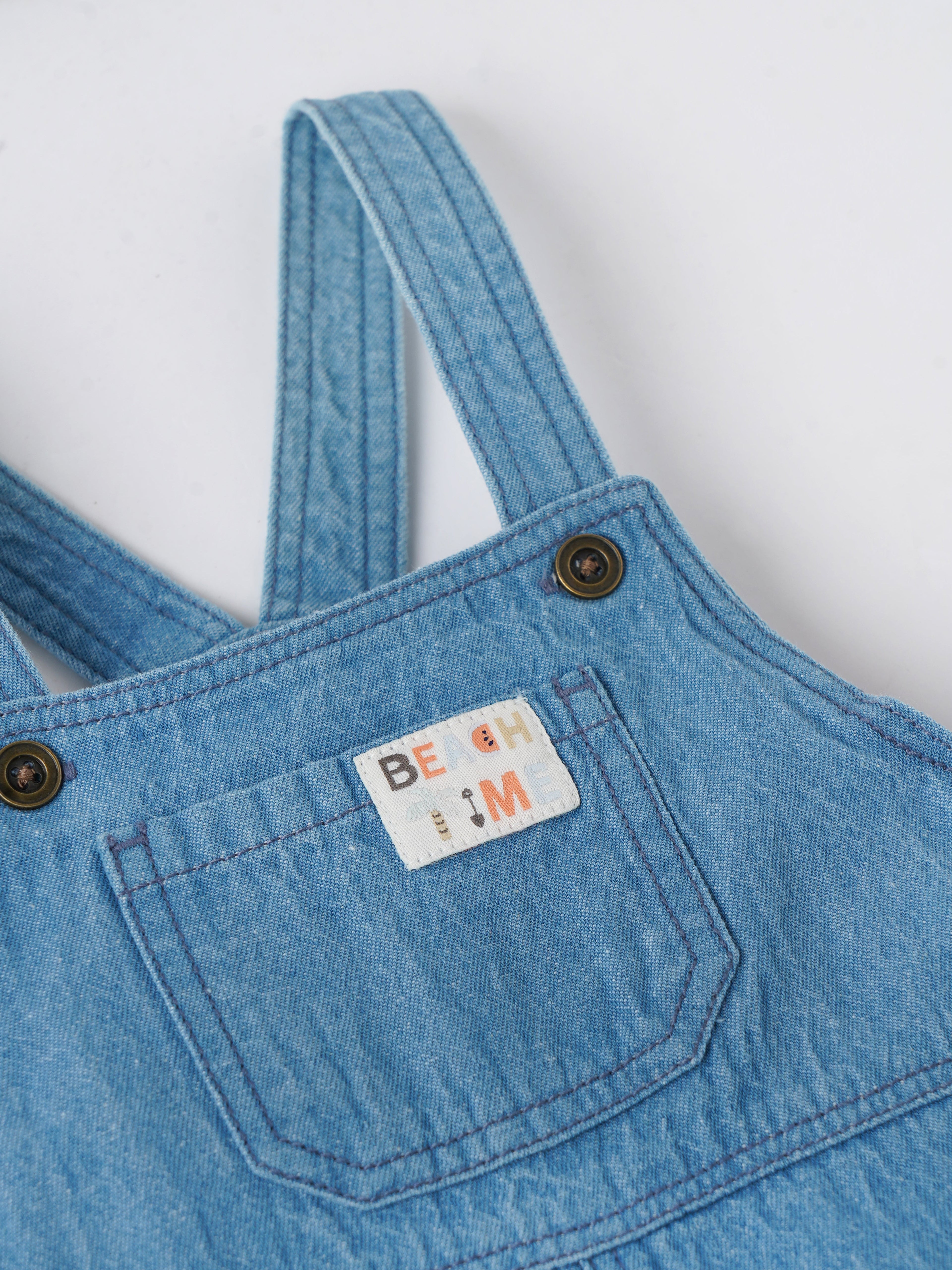 Popees Baby Boys Denim Dungaree Set with Hooded T-Shirt| Blue & Grey| 3-36 Months