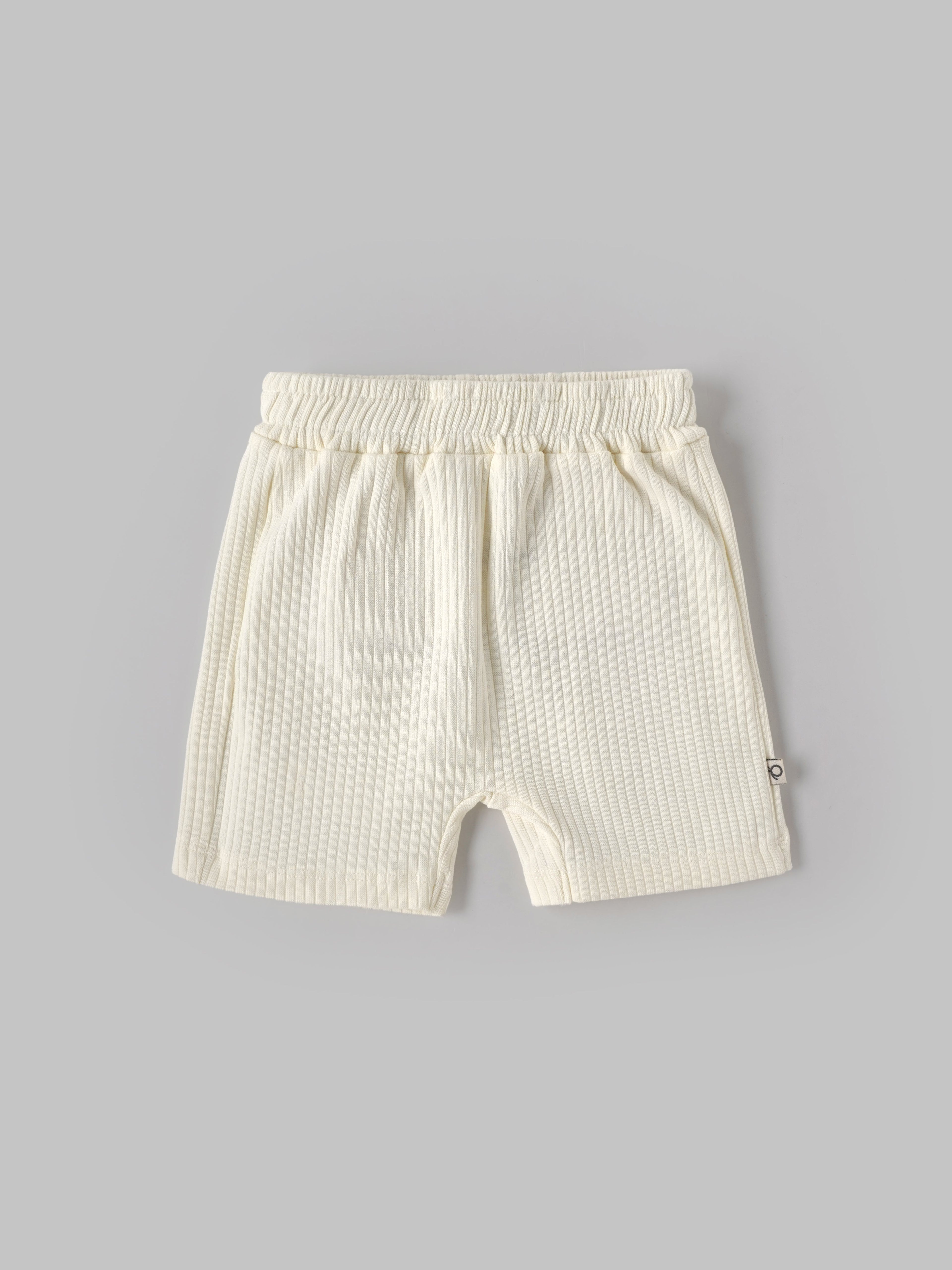 Popees Baby Boys Solid Ribbed Cotton Shorts with Elastic Waistband| 3 Months – 36 Months