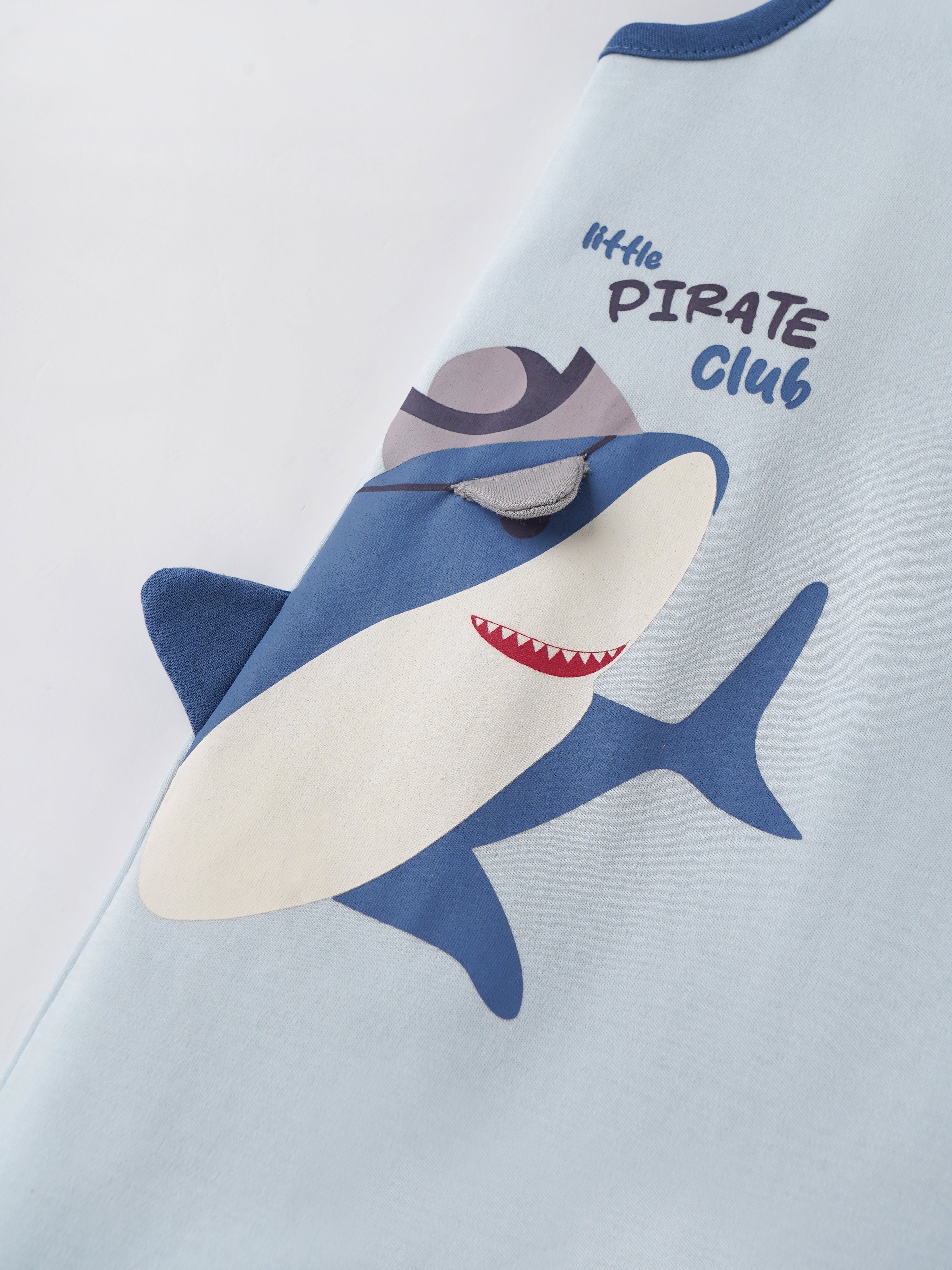 Popees Baby Boys Sleeveless Shark Romper| Light Blue| 3 to 24 Months