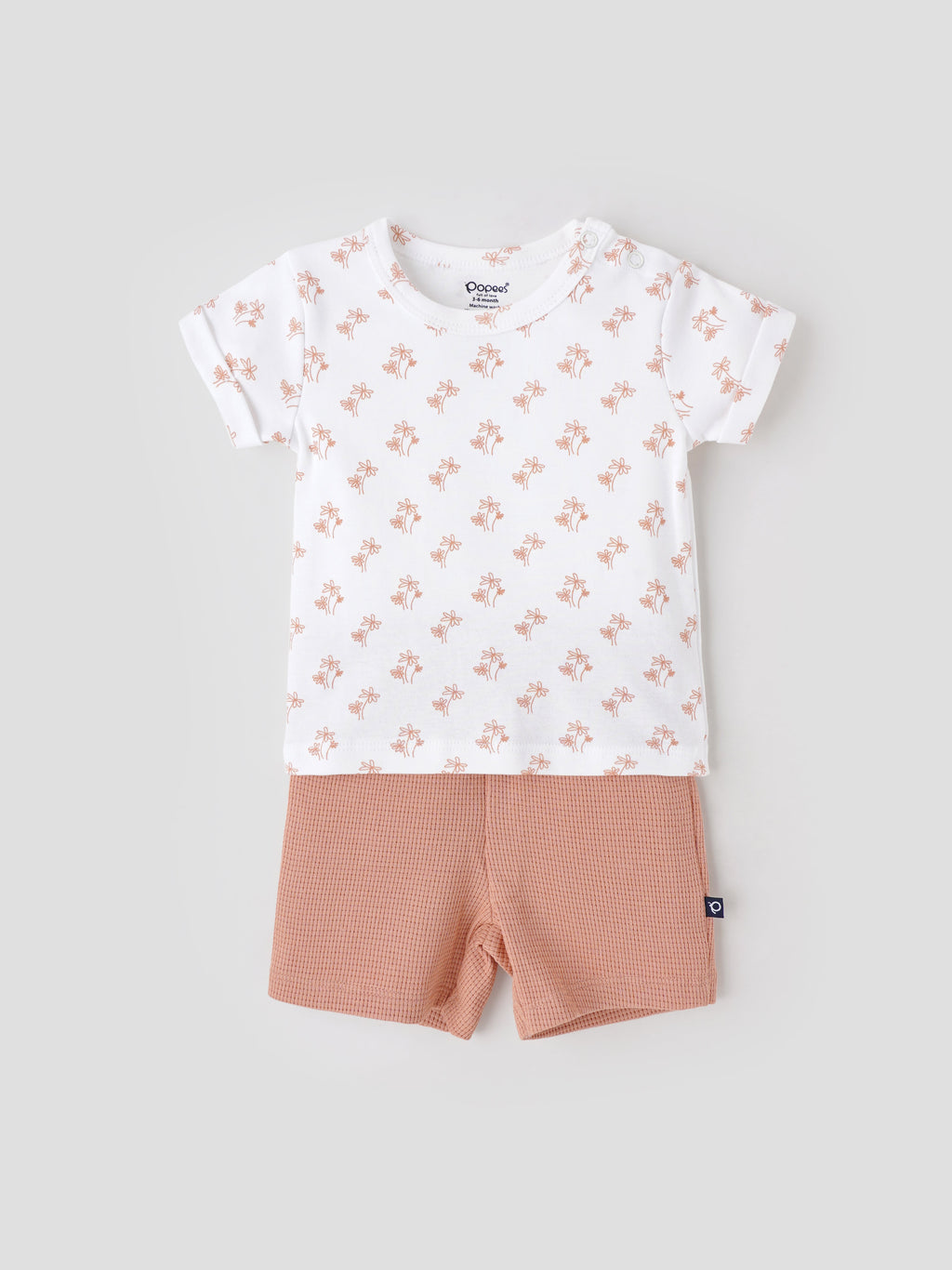 Popees Baby T-Shirt & Shorts Set Soft Cotton with All-Over Print  Breathable & Comfy Summer Wear(3-24 Months)for Baby Boys