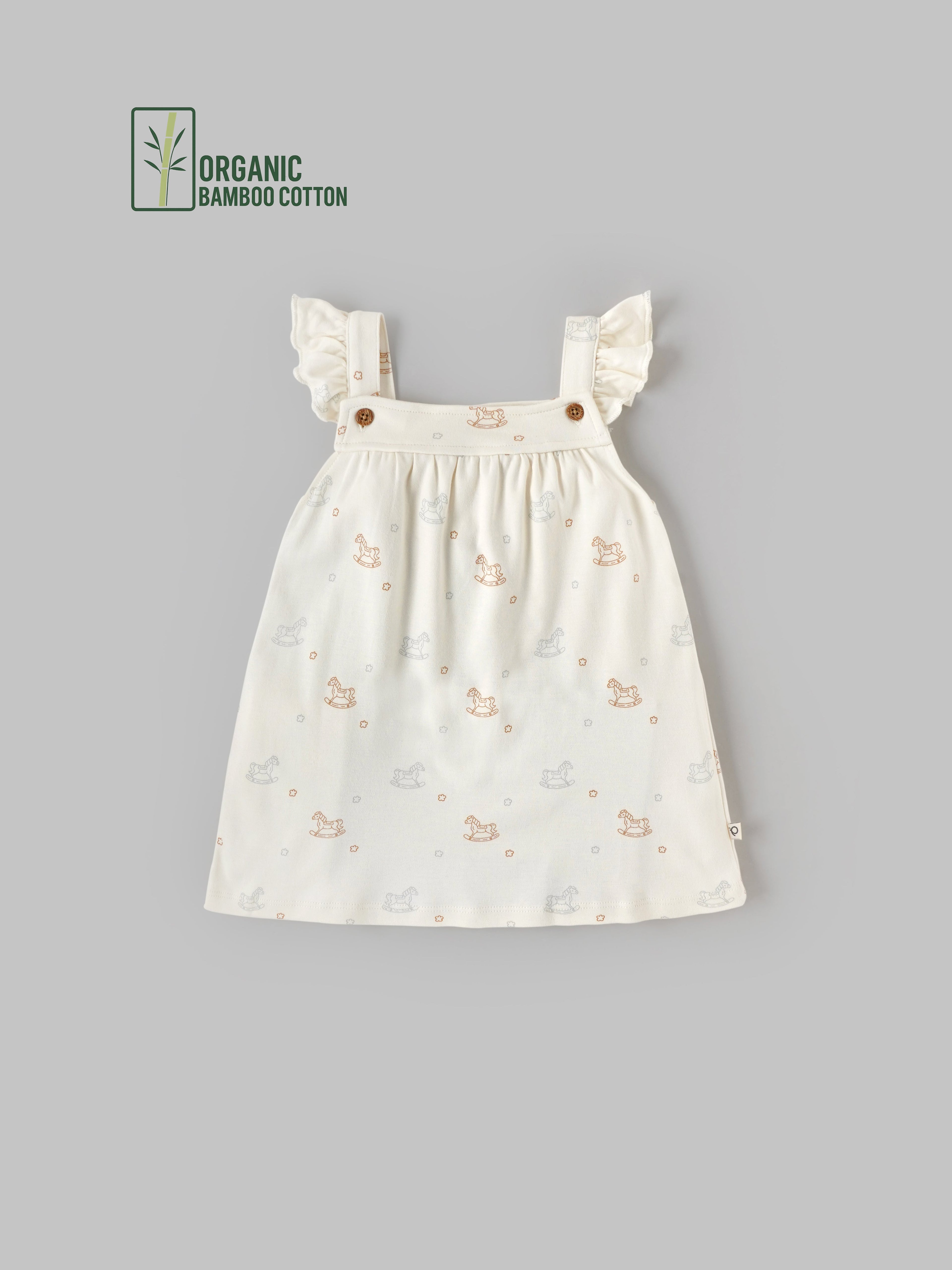Popees Girls Sleeveless Front Open Dress (3-24 Months) Made of Organic Bamboo Cotton Fabric