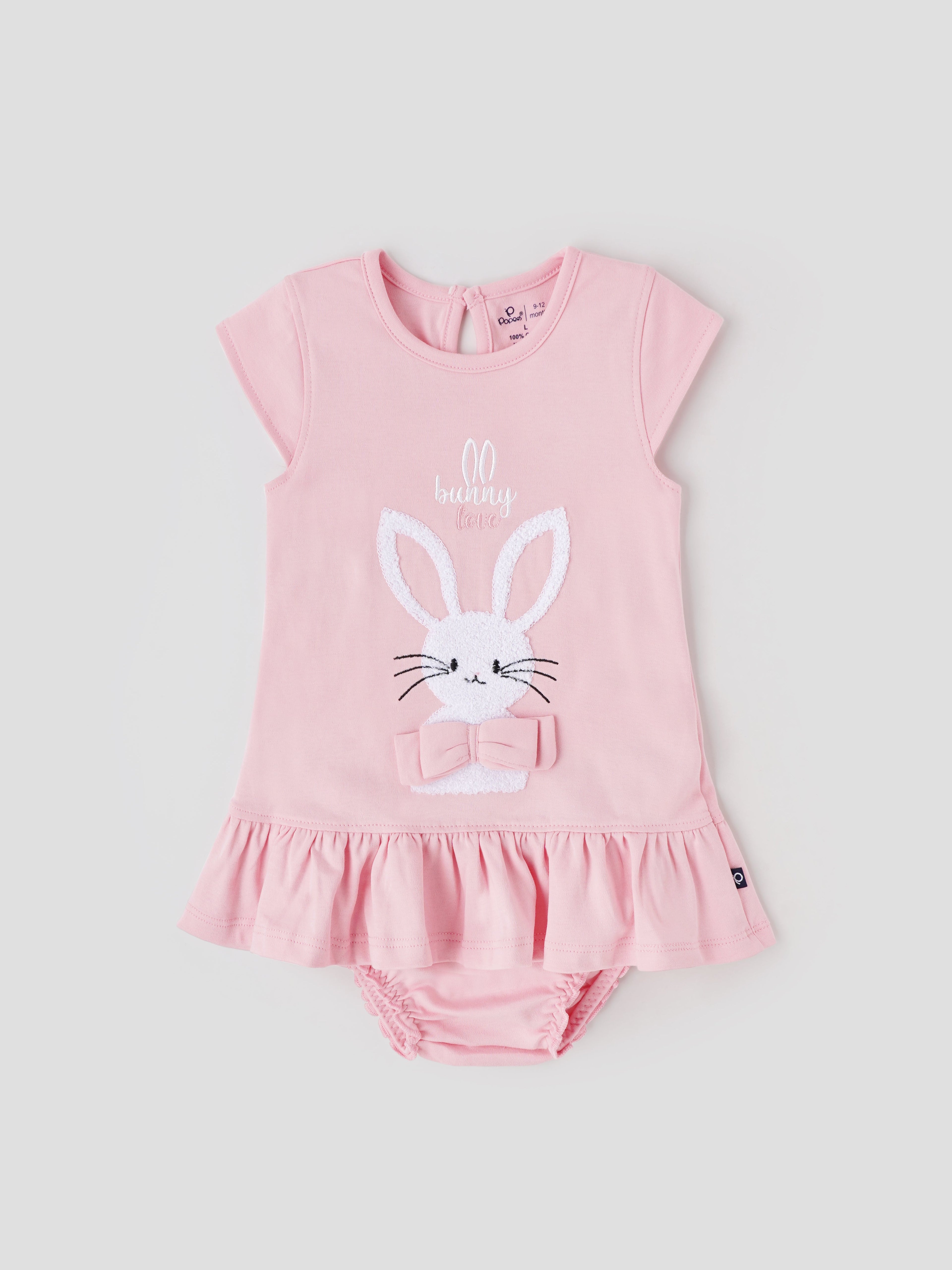 Popees Cute Bunny Design Cotton Dress (3–18 Months) for Baby Girls