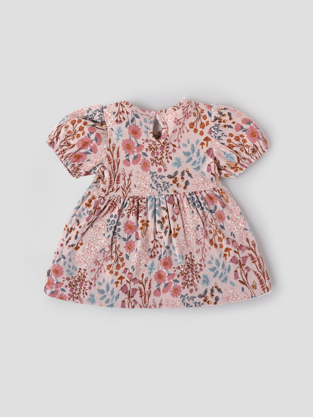 Popees Baby Girls Short Sleeve Floral Print Dress| Dusty Rose| 3-24 Months