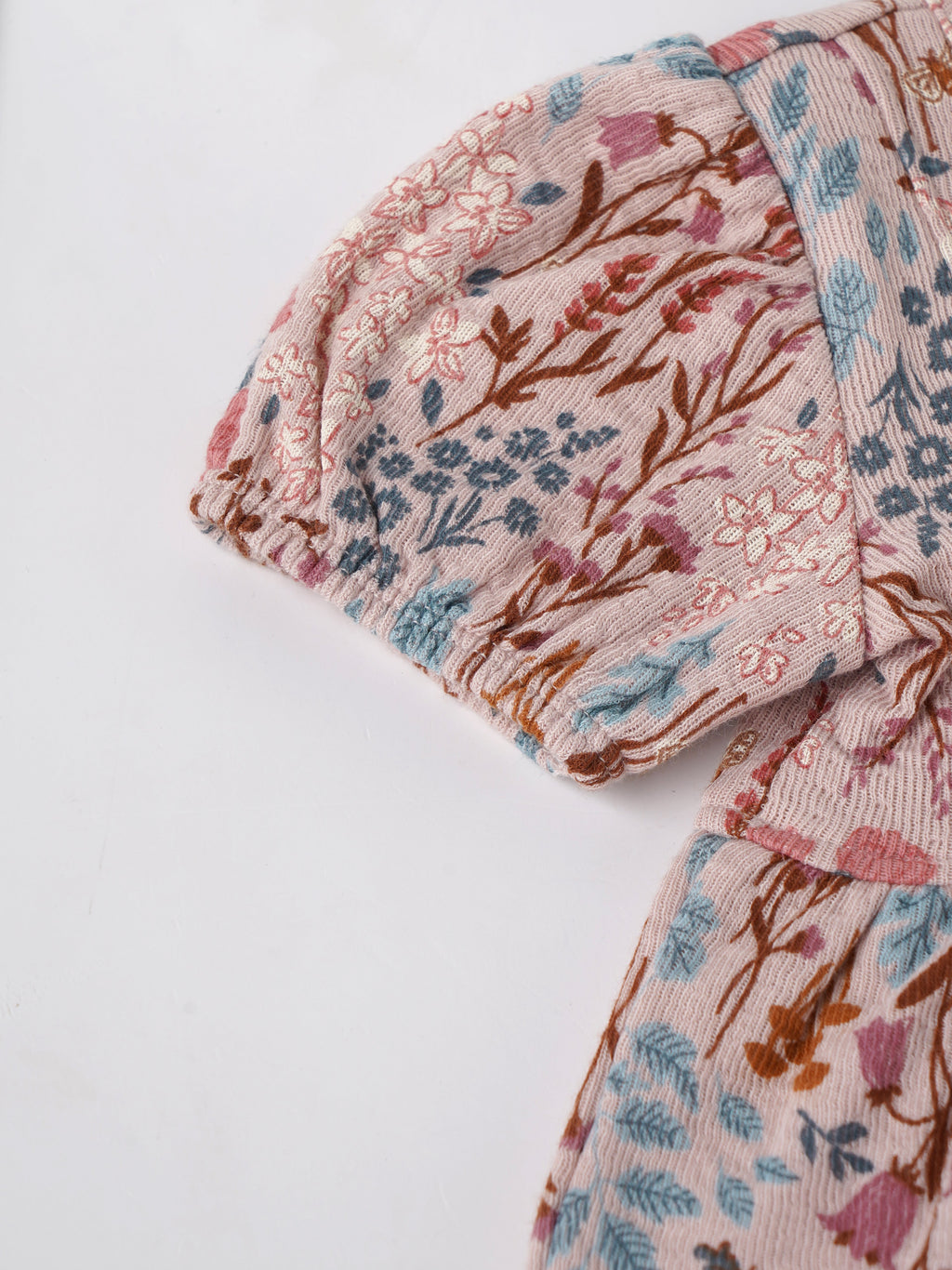 Popees Baby Girls Short Sleeve Floral Print Dress| Dusty Rose| 3-24 Months