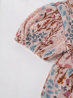 Popees Baby Girls Short Sleeve Floral Print Dress| Dusty Rose| 3-24 Months
