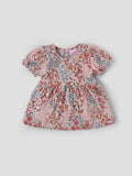 Popees Baby Girls Short Sleeve Floral Print Dress| Dusty Rose| 3-24 Months
