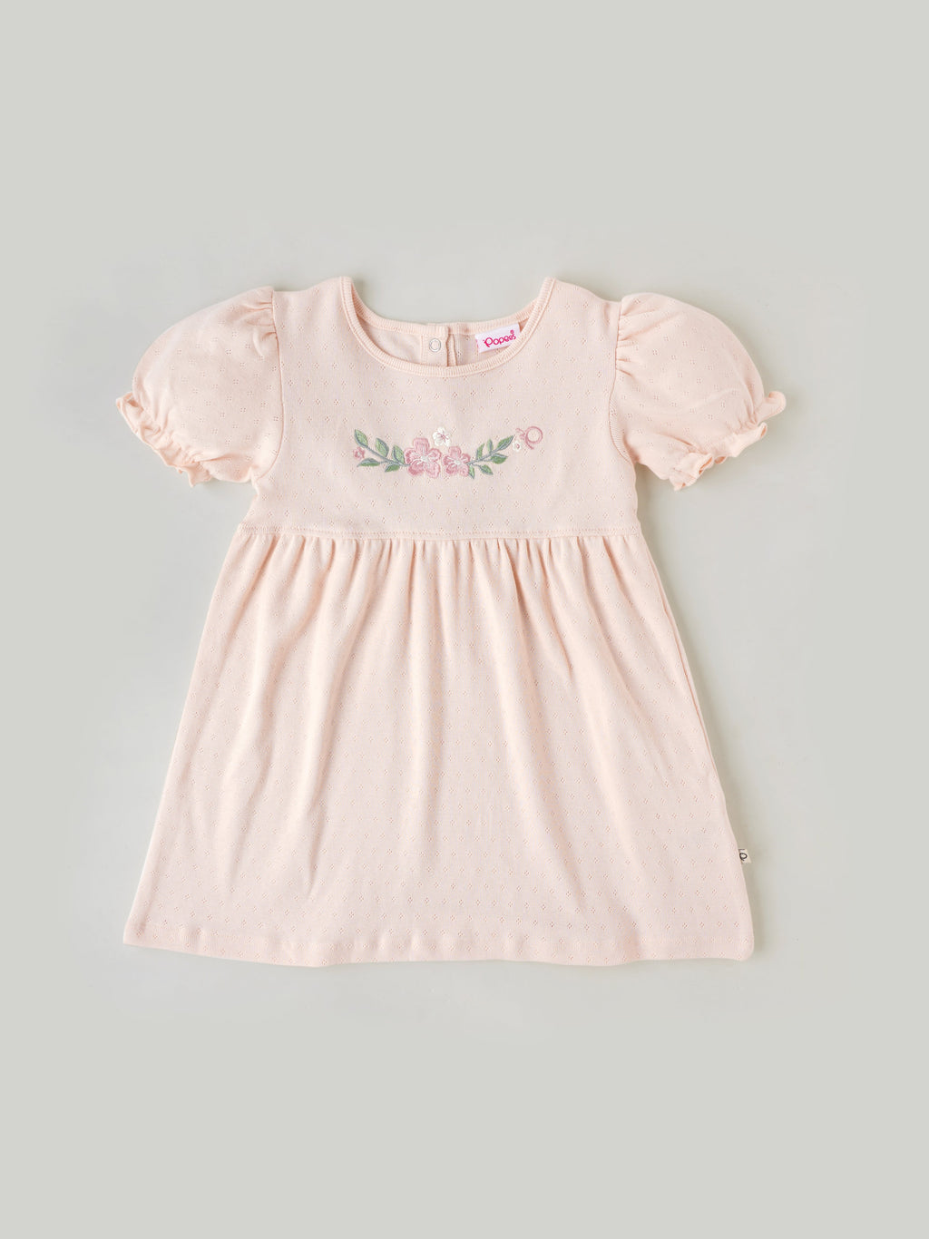 Popees Half Sleeve Dress Soft Cotton with Floral Embroidery (3–36 Months) for Baby Girls