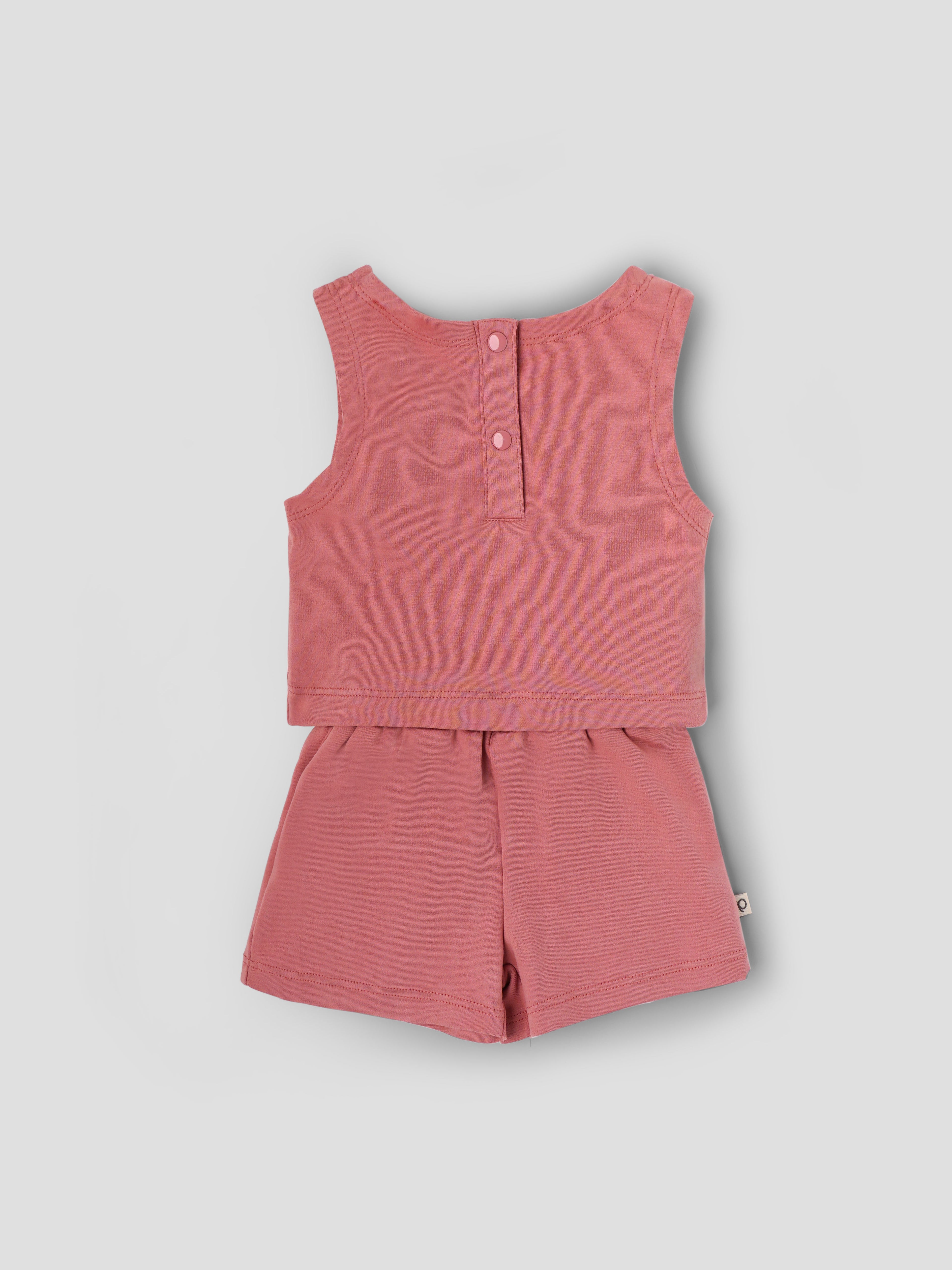 Popees Baby Girls Sleeveless Cotton Top & Shorts Set| Pink| 3-24 Months