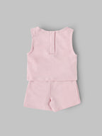 Popees Baby Girls Sleeveless Cotton Top & Shorts Set|Butterfly Embroidery Summer Outfit |3–24 Months