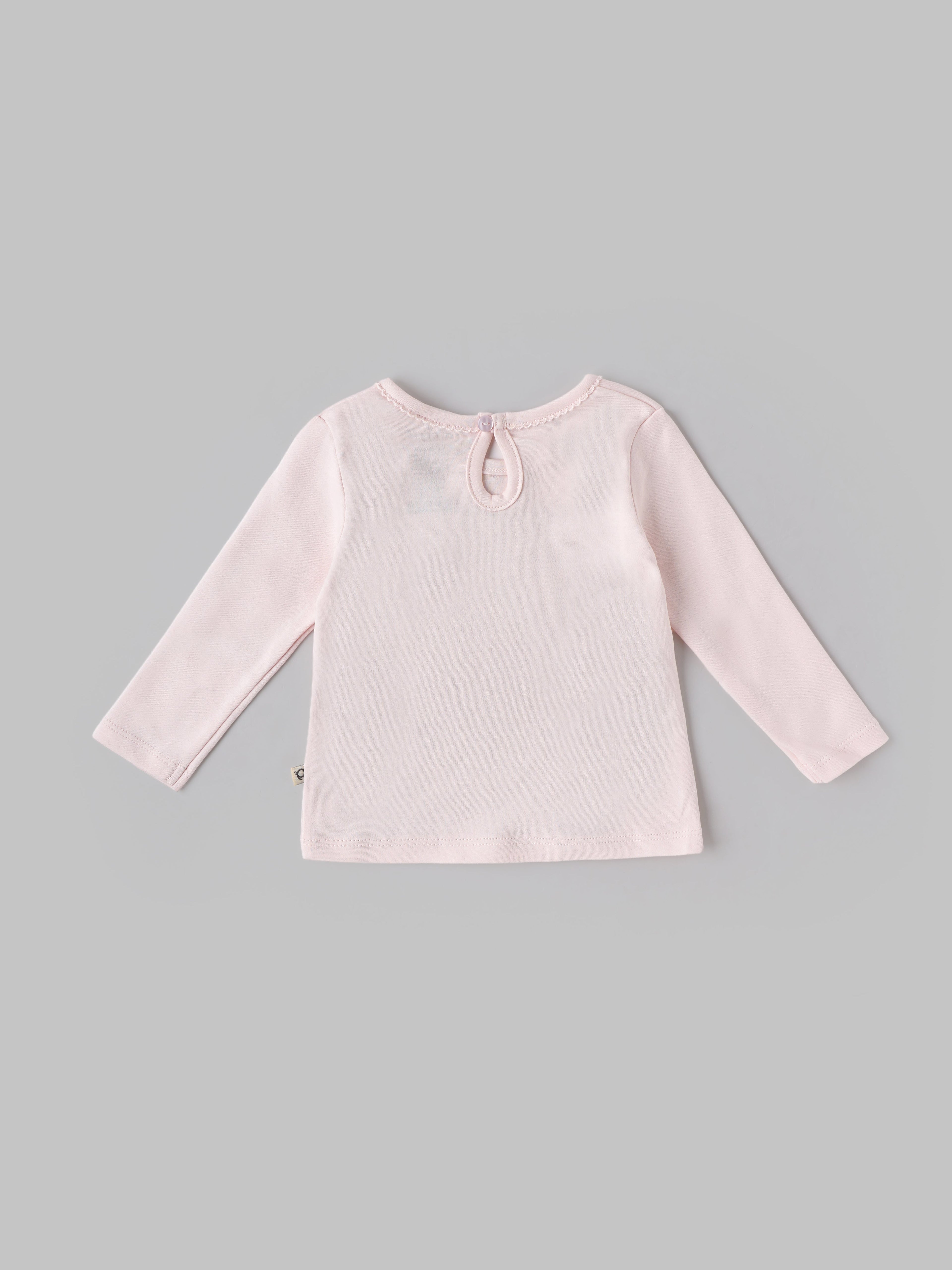 Popees Baby Girls Floral Print Full Sleeve Cotton Top| Light Pink| 3-24 Months