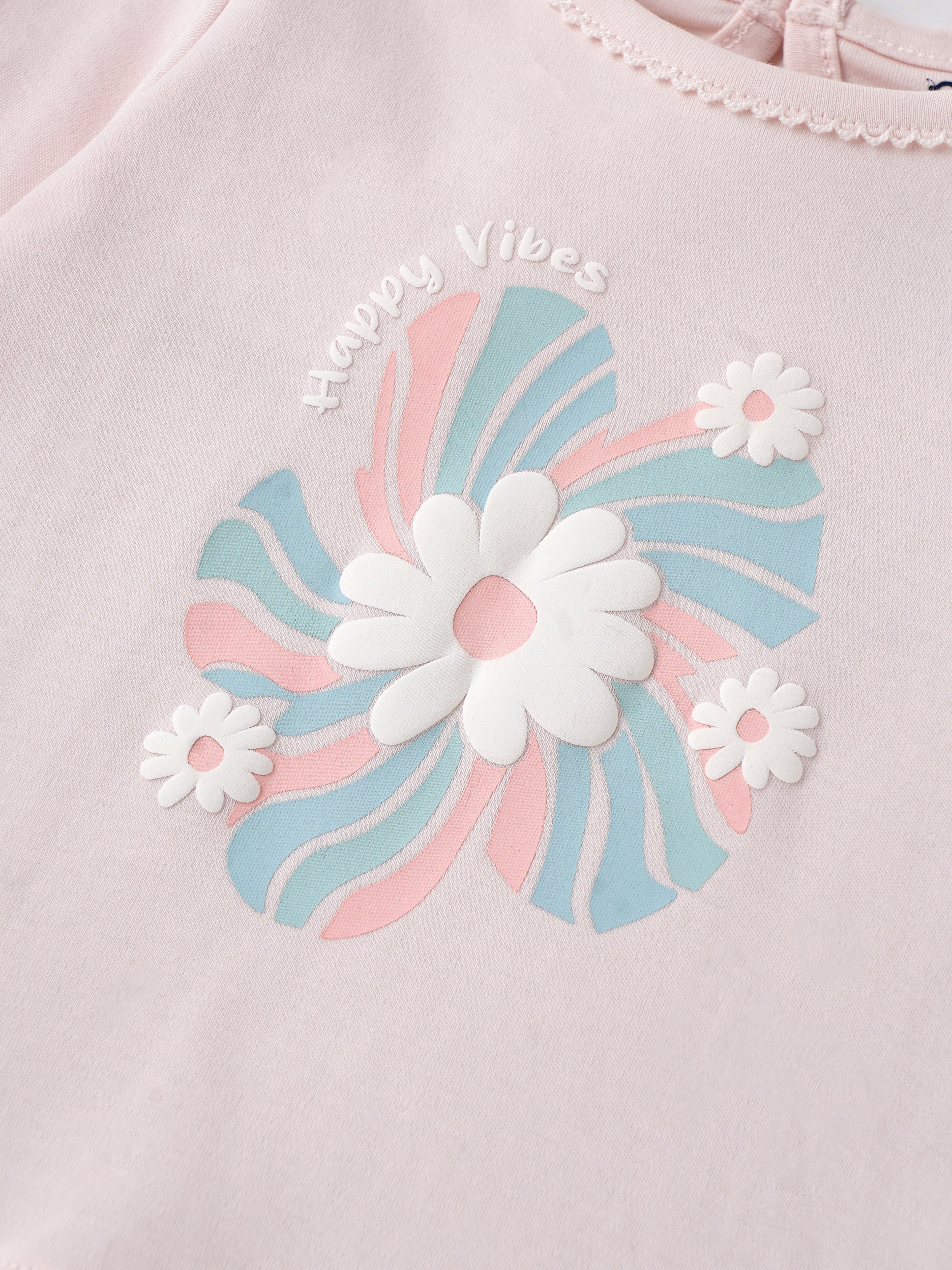 Popees Baby Girls Floral Print Full Sleeve Cotton Top| Light Pink| 3-24 Months