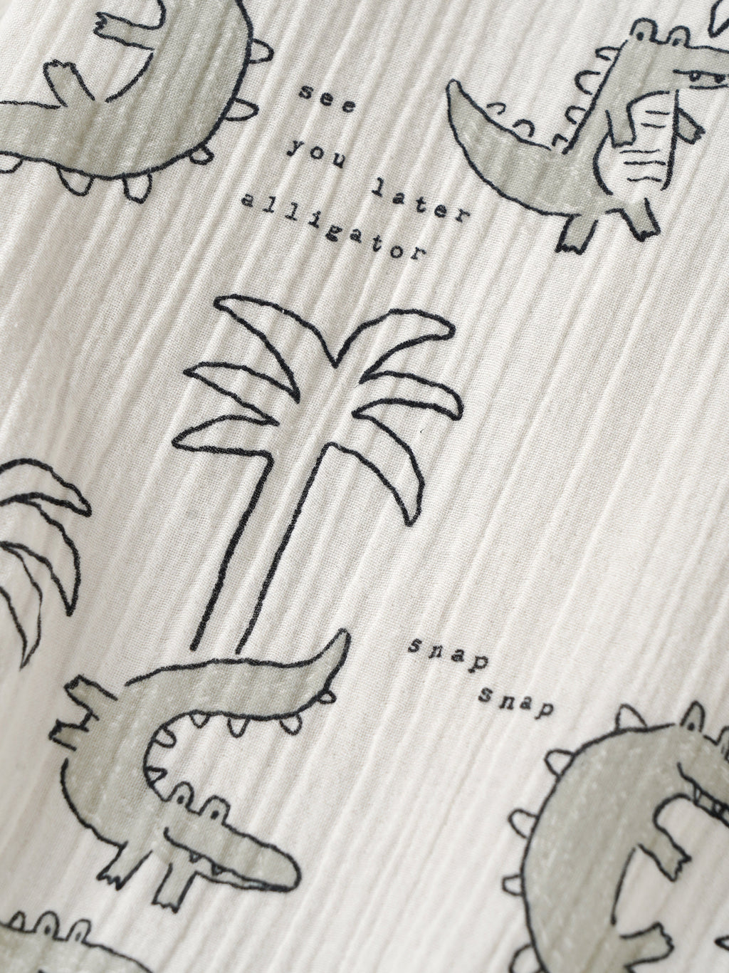 Popees Baby Boys Cotton Bodysuit with Crocodile Print| Off-White| Newborn-9 Months