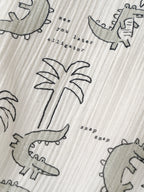 Popees Baby Boys Cotton Bodysuit with Crocodile Print| Off-White| Newborn-9 Months