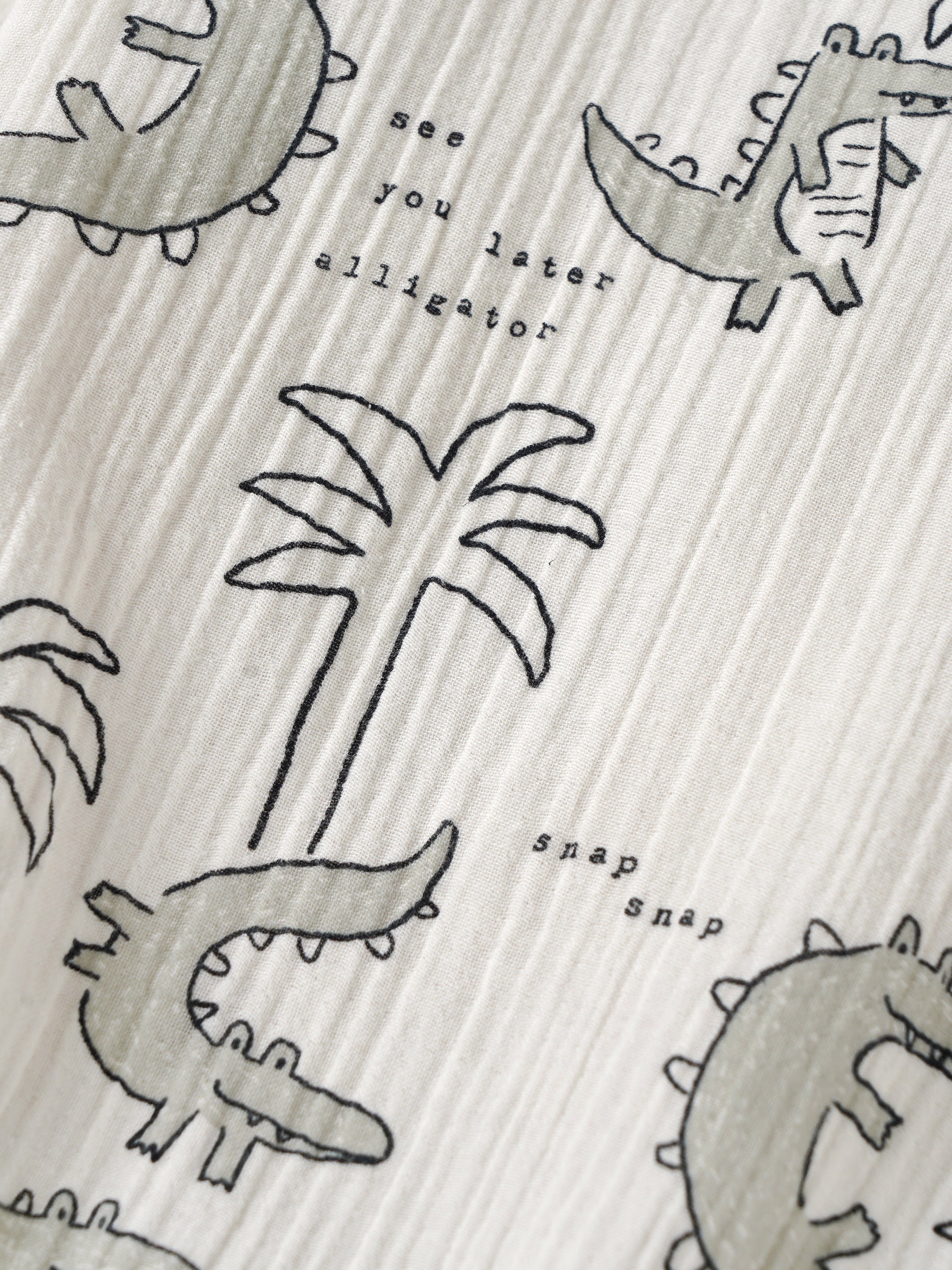 Popees Baby Boys Cotton Bodysuit with Crocodile Print| Off-White| Newborn-9 Months